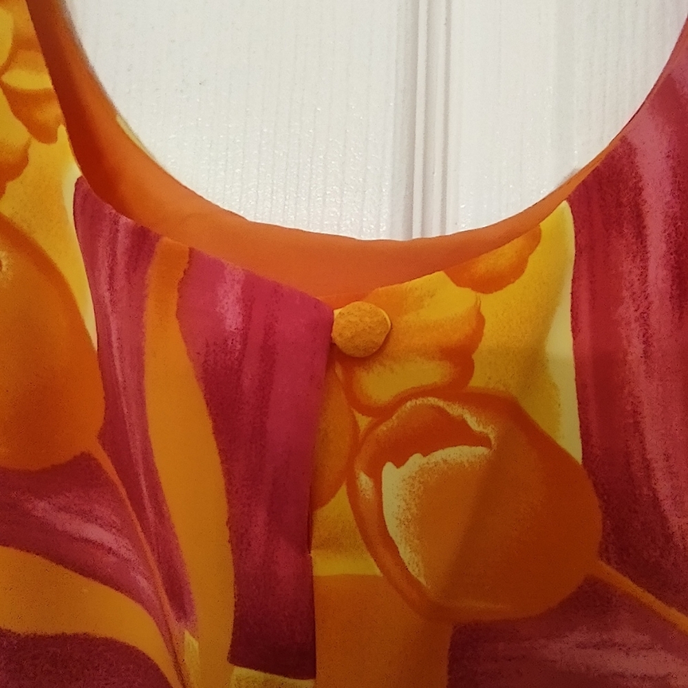 Vibrant Orange and Pink Sleeveless Dress 14 NEW - Picture 2 of 2